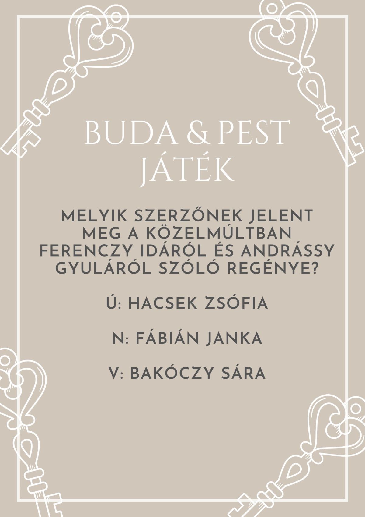 Buda & Pest játék – 15. kérdés