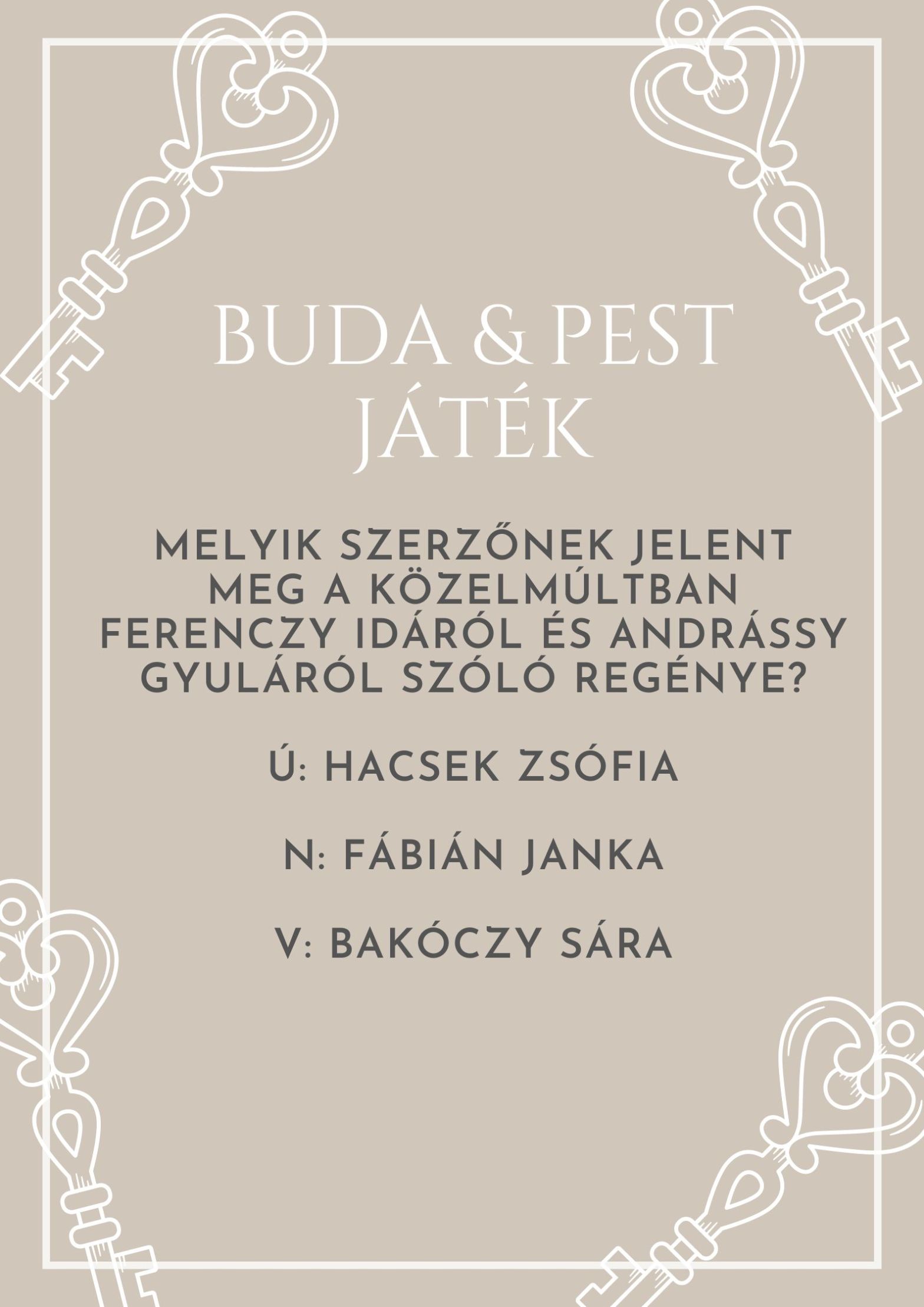 Buda & Pest regény nyereményjáték
